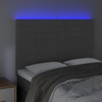vidaXL Tăblie de pat cu LED, gri închis, 144x5x118/128 cm, catifea vidaXL Tăblie de pat cu LED, gri închis, 144x5x118/128 cm, catifea
