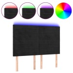 vidaXL Tăblie de pat cu LED, negru, 144x5x118/128 cm, catifea vidaXL Tăblie de pat cu LED, negru, 144x5x118/128 cm, catifea
