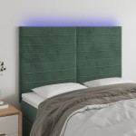 vidaXL Tăblie de pat cu LED, verde închis, 144x5x118/128 cm, catifea