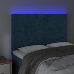 vidaXL Tăblie de pat cu LED, albastru închis, 144x5x118/128cm, catifea