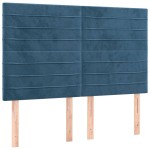 vidaXL Tăblie de pat cu LED, albastru închis, 144x5x118/128cm, catifea
