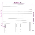 vidaXL Tăblie de pat cu LED, albastru închis, 144x5x118/128cm, catifea