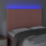 vidaXL Tăblie de pat cu LED, roz, 144x5x118/128 cm, catifea