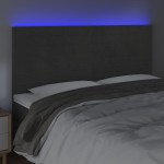 vidaXL Tăblie de pat cu LED, gri închis, 160x5x118/128 cm, catifea vidaXL Tăblie de pat cu LED, gri închis, 160x5x118/128 cm, catifea