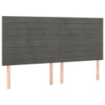 vidaXL Tăblie de pat cu LED, gri închis, 200x5x118/128 cm, catifea vidaXL Tăblie de pat cu LED, gri închis, 200x5x118/128 cm, catifea