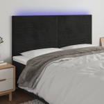 vidaXL Tăblie de pat cu LED, negru, 200x5x118/128 cm, catifea vidaXL Tăblie de pat cu LED, negru, 200x5x118/128 cm, catifea