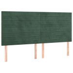 vidaXL Tăblie de pat cu LED, verde închis, 200x5x118/128 cm, catifea vidaXL Tăblie de pat cu LED, verde închis, 200x5x118/128 cm, catifea