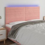 vidaXL Tăblie de pat cu LED, roz, 200x5x118/128 cm, catifea vidaXL Tăblie de pat cu LED, roz, 200x5x118/128 cm, catifea