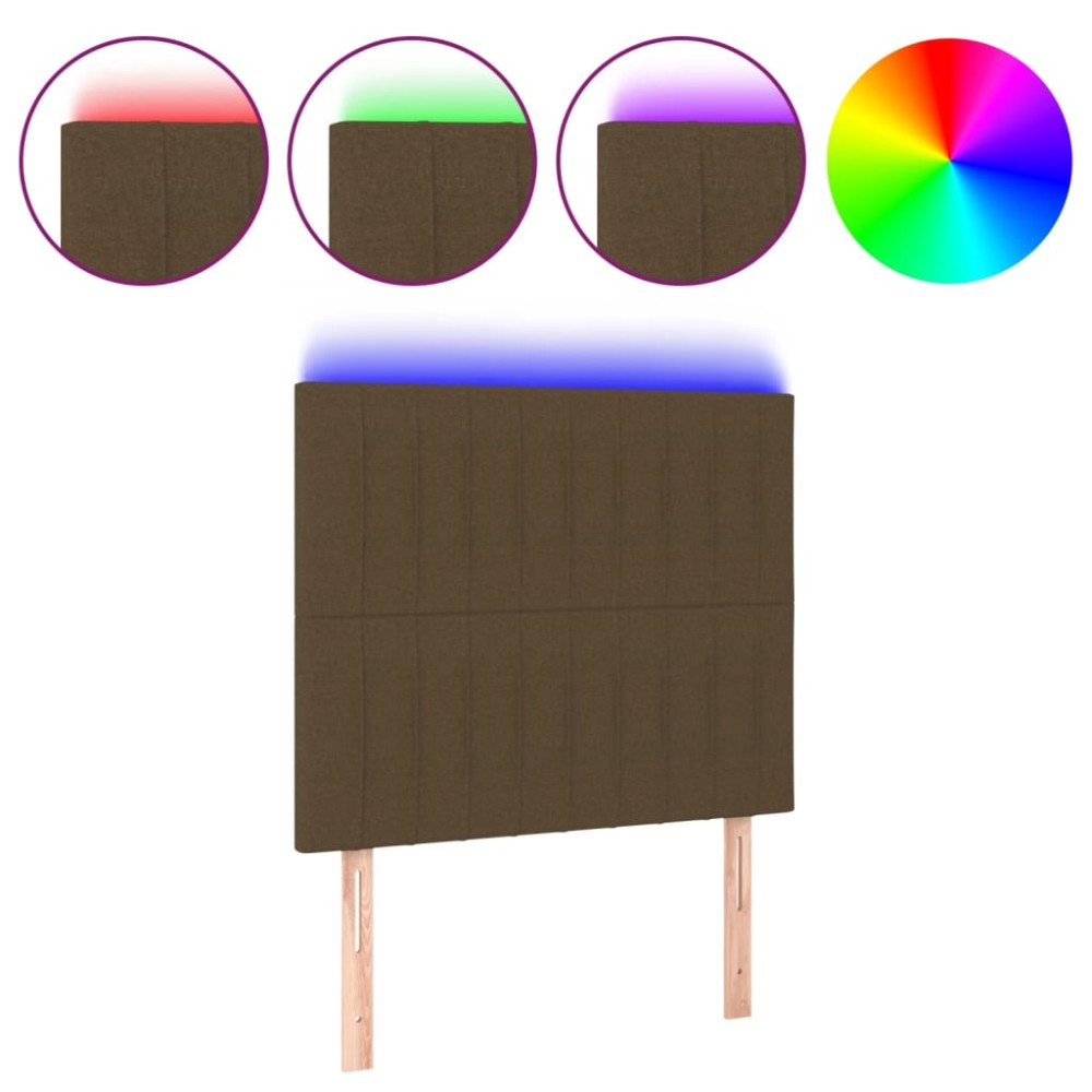 vidaXL Tăblie de pat cu LED, maro închis, 80x5x118/128 cm, textil