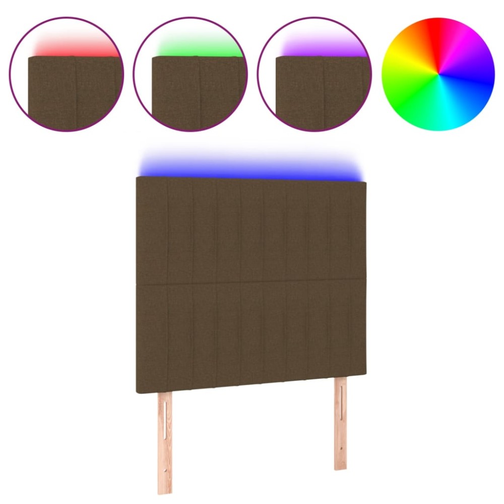 vidaXL Tăblie de pat cu LED, maro închis, 90x5x118/128 cm, textil