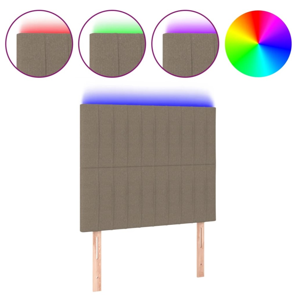 vidaXL Tăblie de pat cu LED, gri taupe, 90x5x118/128 cm, textil