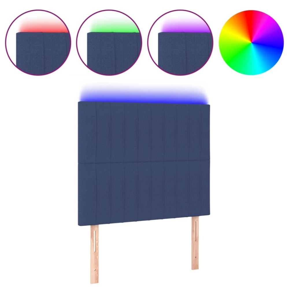 vidaXL Tăblie de pat cu LED, albastru, 90x5x118/128 cm, textil