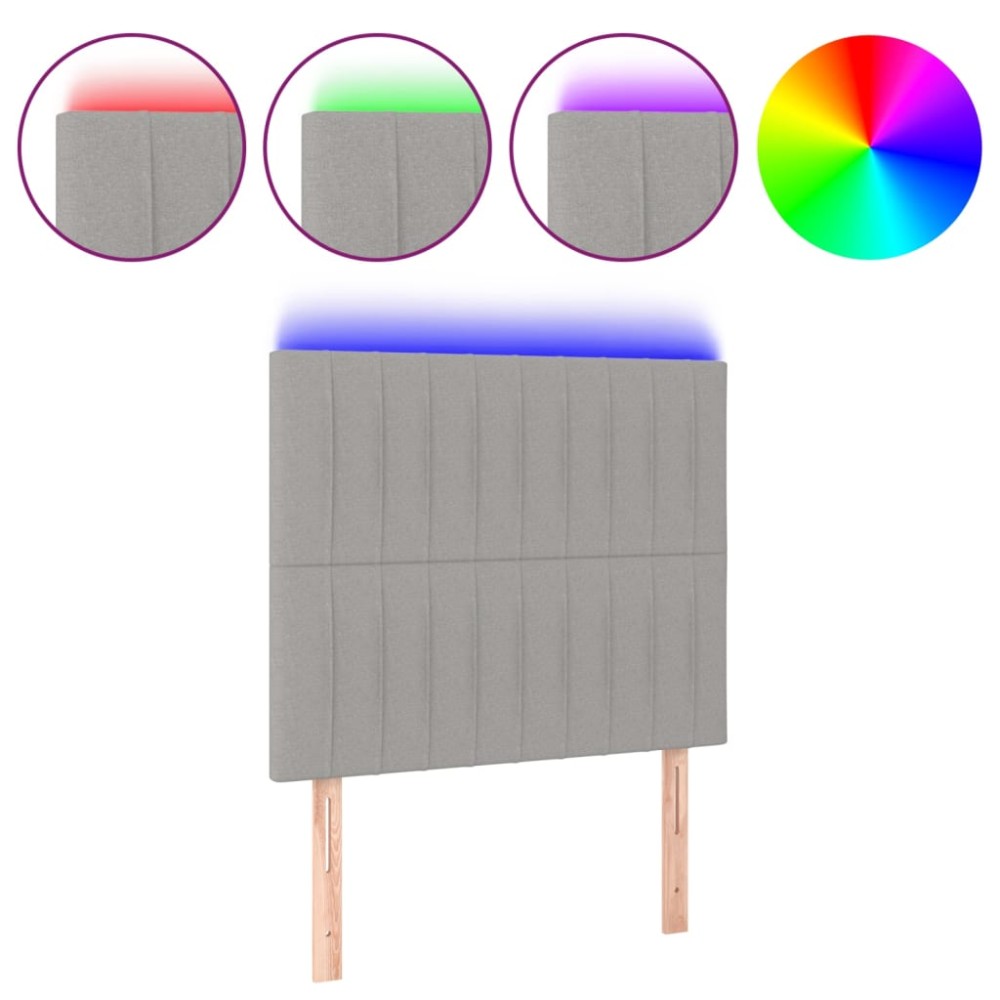 vidaXL Tăblie de pat cu LED, gri deschis, 100x5x118/128 cm, textil