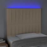 vidaXL Tăblie de pat cu LED, crem, 100x5x118/128 cm, textil vidaXL Tăblie de pat cu LED, crem, 100x5x118/128 cm, textil