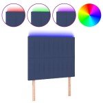 vidaXL Tăblie de pat cu LED, albastru, 100x5x118/128 cm, textil vidaXL Tăblie de pat cu LED, albastru, 100x5x118/128 cm, textil