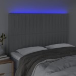 vidaXL Tăblie de pat cu LED, gri deschis, 144x5x118/128 cm, textil vidaXL Tăblie de pat cu LED, gri deschis, 144x5x118/128 cm, textil