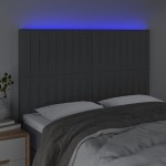 vidaXL Tăblie de pat cu LED, gri închis, 144x5x118/128 cm, textil vidaXL Tăblie de pat cu LED, gri închis, 144x5x118/128 cm, textil