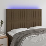 vidaXL Tăblie de pat cu LED, maro închis, 144x5x118/128 cm, textil vidaXL Tăblie de pat cu LED, maro închis, 144x5x118/128 cm, textil