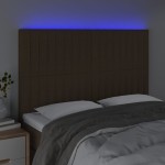 vidaXL Tăblie de pat cu LED, maro închis, 144x5x118/128 cm, textil vidaXL Tăblie de pat cu LED, maro închis, 144x5x118/128 cm, textil