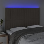 vidaXL Tăblie de pat cu LED, gri taupe, 144x5x118/128 cm, textil vidaXL Tăblie de pat cu LED, gri taupe, 144x5x118/128 cm, textil