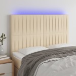 vidaXL Tăblie de pat cu LED, crem, 144x5x118/128 cm, textil vidaXL Tăblie de pat cu LED, crem, 144x5x118/128 cm, textil