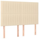 vidaXL Tăblie de pat cu LED, crem, 144x5x118/128 cm, textil vidaXL Tăblie de pat cu LED, crem, 144x5x118/128 cm, textil