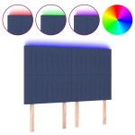 vidaXL Tăblie de pat cu LED, albastru, 144x5x118/128 cm, textil vidaXL Tăblie de pat cu LED, albastru, 144x5x118/128 cm, textil