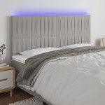 vidaXL Tăblie de pat cu LED, gri deschis, 180x5x118/128 cm, textil vidaXL Tăblie de pat cu LED, gri deschis, 180x5x118/128 cm, textil