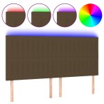 vidaXL Tăblie de pat cu LED, maro închis, 180x5x118/128 cm, textil vidaXL Tăblie de pat cu LED, maro închis, 180x5x118/128 cm, textil