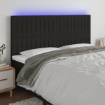 vidaXL Tăblie de pat cu LED, negru, 200x5x118/128 cm, textil vidaXL Tăblie de pat cu LED, negru, 200x5x118/128 cm, textil