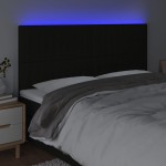 vidaXL Tăblie de pat cu LED, negru, 200x5x118/128 cm, textil vidaXL Tăblie de pat cu LED, negru, 200x5x118/128 cm, textil