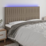 vidaXL Tăblie de pat cu LED, gri taupe, 200x5x118/128 cm, textil vidaXL Tăblie de pat cu LED, gri taupe, 200x5x118/128 cm, textil