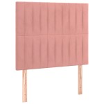 vidaXL Tăblie de pat cu LED, roz, 80x5x118/128 cm, catifea