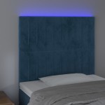 vidaXL Tăblie de pat cu LED, albastru închis, 90x5x118/128 cm, catifea