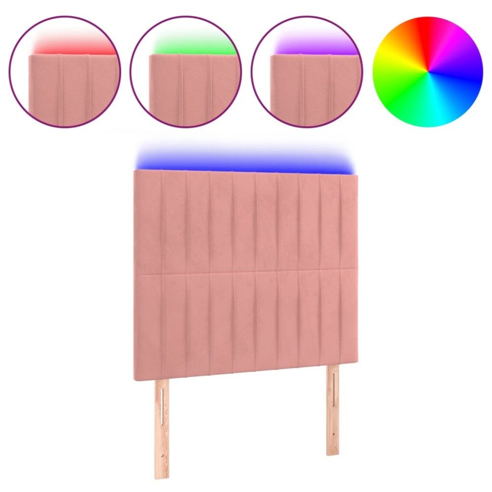 vidaXL Tăblie de pat cu LED, roz, 90x5x118/128 cm, catifea