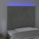 vidaXL Tăblie de pat cu LED, gri deschis, 100x5x118/128 cm, catifea vidaXL Tăblie de pat cu LED, gri deschis, 100x5x118/128 cm, catifea