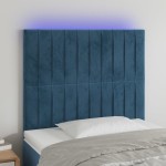 vidaXL Tăblie de pat cu LED, albastru închis, 100x5x118/128cm, catifea vidaXL Tăblie de pat cu LED, albastru închis, 100x5x118/128cm, catifea