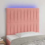 vidaXL Tăblie de pat cu LED, roz, 100x5x118/128 cm, catifea vidaXL Tăblie de pat cu LED, roz, 100x5x118/128 cm, catifea