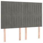 vidaXL Tăblie de pat cu LED, gri deschis, 144x5x118/128 cm, catifea vidaXL Tăblie de pat cu LED, gri deschis, 144x5x118/128 cm, catifea