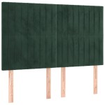 vidaXL Tăblie de pat cu LED, verde închis, 144x5x118/128 cm, catifea
