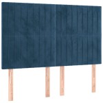 vidaXL Tăblie de pat cu LED, albastru închis, 144x5x118/128cm, catifea