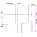 vidaXL Tăblie de pat cu LED, albastru închis, 144x5x118/128cm, catifea