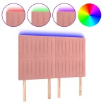 vidaXL Tăblie de pat cu LED, roz, 144x5x118/128 cm, catifea