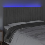 vidaXL Tăblie de pat cu LED, gri deschis, 160x5x118/128 cm, catifea vidaXL Tăblie de pat cu LED, gri deschis, 160x5x118/128 cm, catifea
