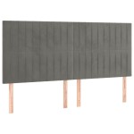 vidaXL Tăblie de pat cu LED, gri deschis, 160x5x118/128 cm, catifea vidaXL Tăblie de pat cu LED, gri deschis, 160x5x118/128 cm, catifea