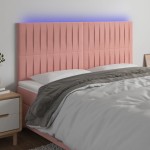 vidaXL Tăblie de pat cu LED, roz, 160x5x118/128 cm, catifea vidaXL Tăblie de pat cu LED, roz, 160x5x118/128 cm, catifea
