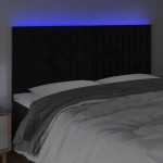 vidaXL Tăblie de pat cu LED, negru, 183x16x118/128 cm, catifea vidaXL Tăblie de pat cu LED, negru, 183x16x118/128 cm, catifea
