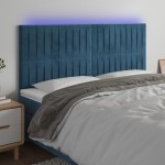 vidaXL Tăblie de pat cu LED, albastru închis, 180x5x118/128cm, catifea