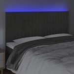 vidaXL Tăblie de pat cu LED, gri închis, 200x5x118/128 cm, catifea vidaXL Tăblie de pat cu LED, gri închis, 200x5x118/128 cm, catifea