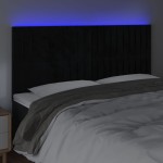 vidaXL Tăblie de pat cu LED, negru, 200x5x118/128 cm, catifea